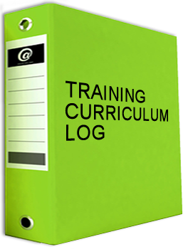 3 ring binder with - TRAINING CURRICULUM LOG on it 