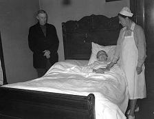 Bed in nursing home.