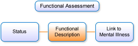 Functional Assessment over Status, Functional Description, and Link to Mental Illness with Functional Description  highlighted