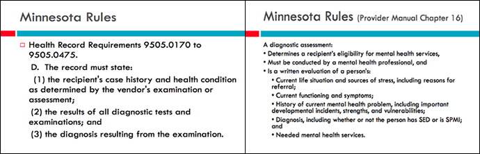 Diagnostic Assessment in Minnesota Rules.  