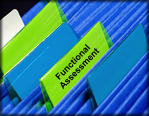 File cabinet with the Functional assessment folder exposed