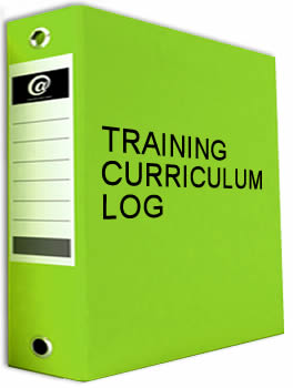 3 ring binder with - TRAINING CURRICULUM LOG on it 