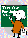 Test your knowledge professor writing on a chalkboard