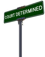 A street sign that reads court determined.