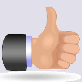 hand with thumb pointing up.