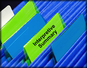 File folders labled Interpretive Summary 